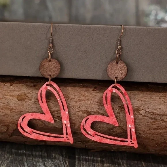 Valentine’s Day Dangle Heart Earrings - Picture 2 of 4